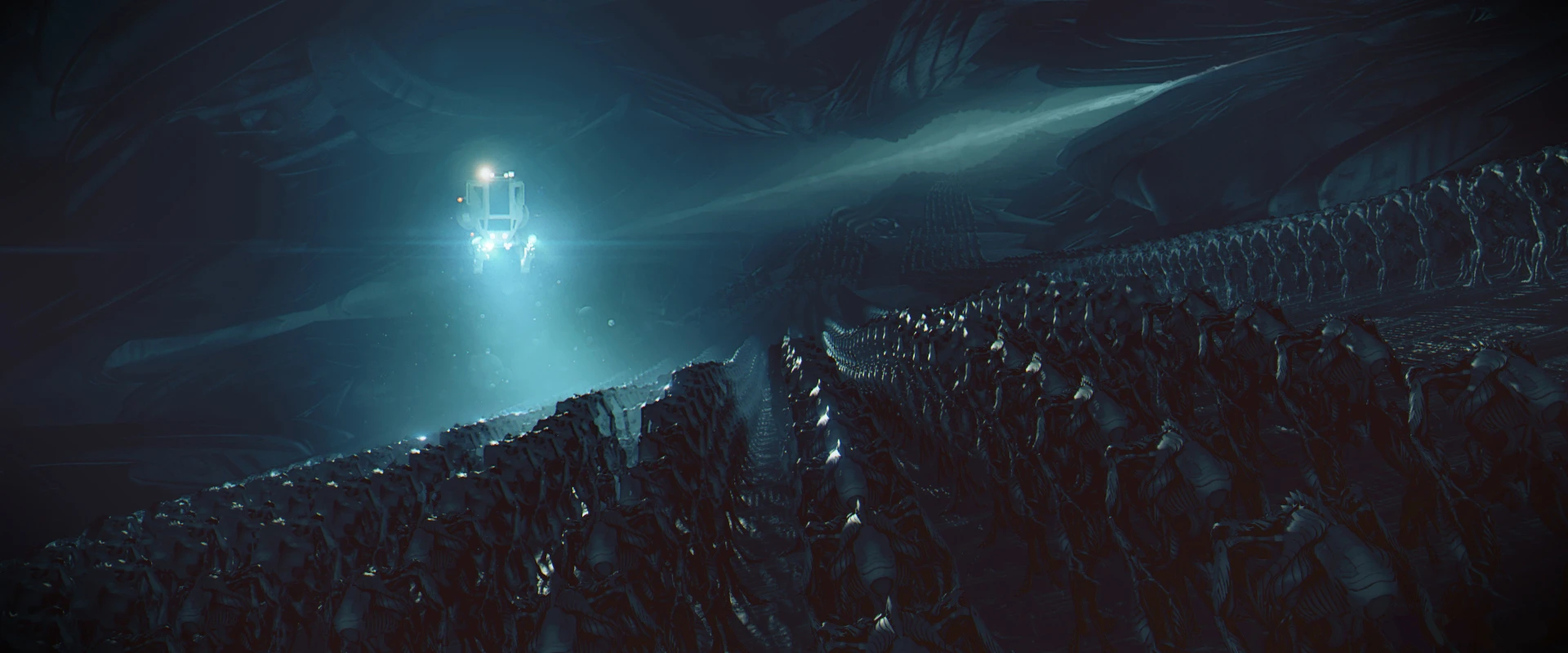 Army in a dark space view concept art from Raynault vfx