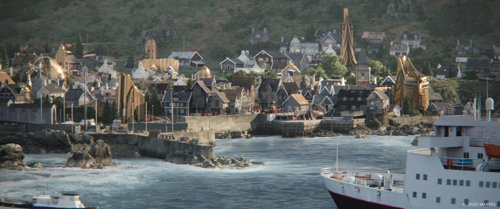 Thor: Love And Thunder village across ocean with boat Raynault vfx